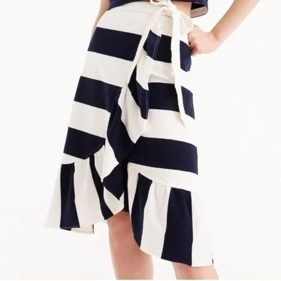 J. Crew Women's Navy/White Striped Cropped Tank Top XS/Rugby Knit Wrap Skirt XXS - Picture 8 of 15